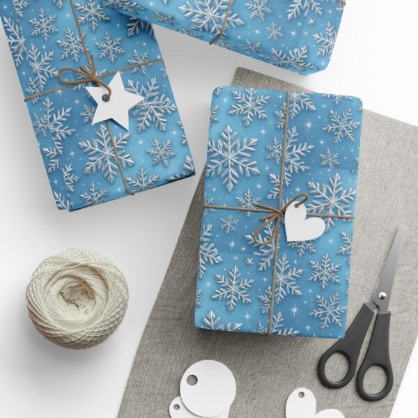 2942386697481674054_4096.jpeg Winter Wonderland Wrapping Paper, Snowflake Gift Wrap, Holiday Gift Wrap, Christmas Wrapping, Blue Snowflake Paper