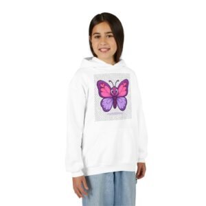 3524912182890798788_2048.jpeg Butterfly Youth Hoodie, Cozy Sweatshirt for Kids, Spring Fashion, Animal Lover Gift, Cute Butterfly Design, Perfect for Birthdays