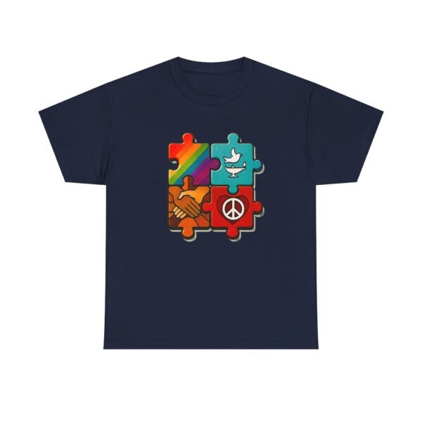 Peace and Unity Puzzle Tee, Unisex Heavy Cotton T-Shirt, Gift for Activists, Comfortable Everyday Wear, Rainbow Design, Social Justice [...]