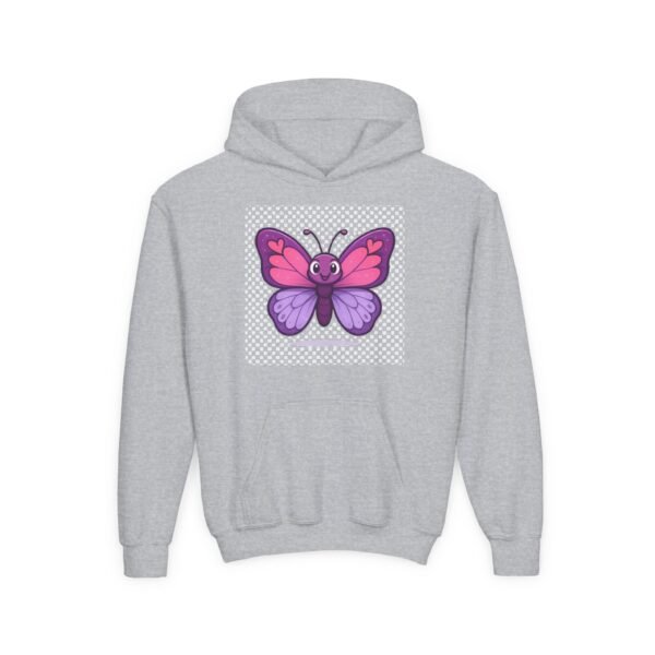 6274997890879475140_2048.jpeg Butterfly Youth Hoodie, Cozy Sweatshirt for Kids, Spring Fashion, Animal Lover Gift, Cute Butterfly Design, Perfect for Birthdays
