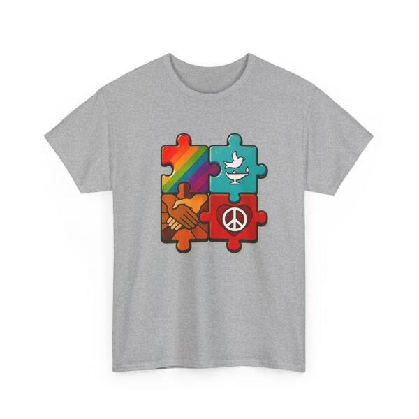 Peace and Unity Puzzle Tee, Unisex Heavy Cotton T-Shirt, Gift for Activists, Comfortable Everyday Wear, Rainbow Design, Social Justice [...]