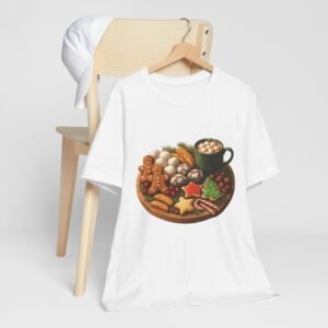 Festive Cookie Tee, Unisex Christmas T-Shirt, Holiday Baking Shirt, Gingerbread Design Top, Cozy Winter Apparel